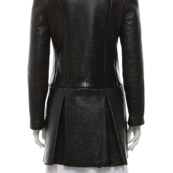 MIU MIU BROWN SHEARLING LEATHER COAT - Picture 6 of 6